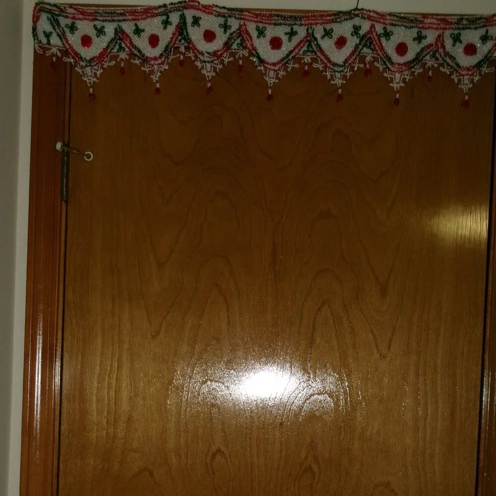Vintage Handmade and Hand-Beaded Indian Toran Doorway Decoration